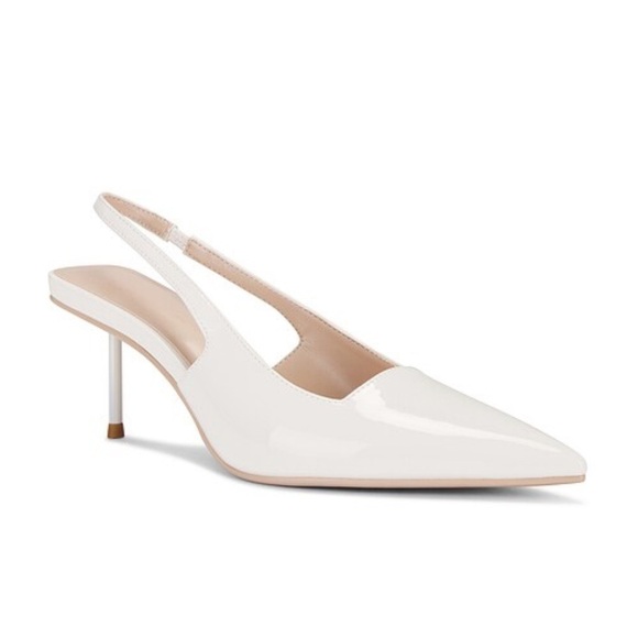 Femme LA Shoes - FEMME LA x REVOLVE G55 Kitten Heels shoes White cream Slingbacks 7